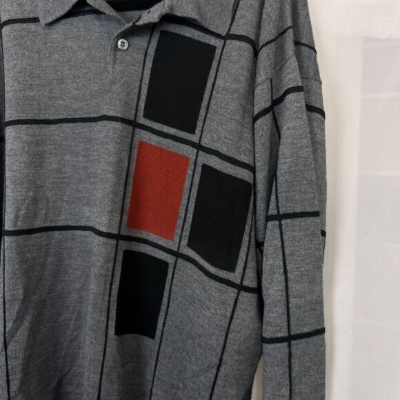 Cezani mens merino wool polo sweater sz XL geometric pattern officewear - Picture 3 of 8